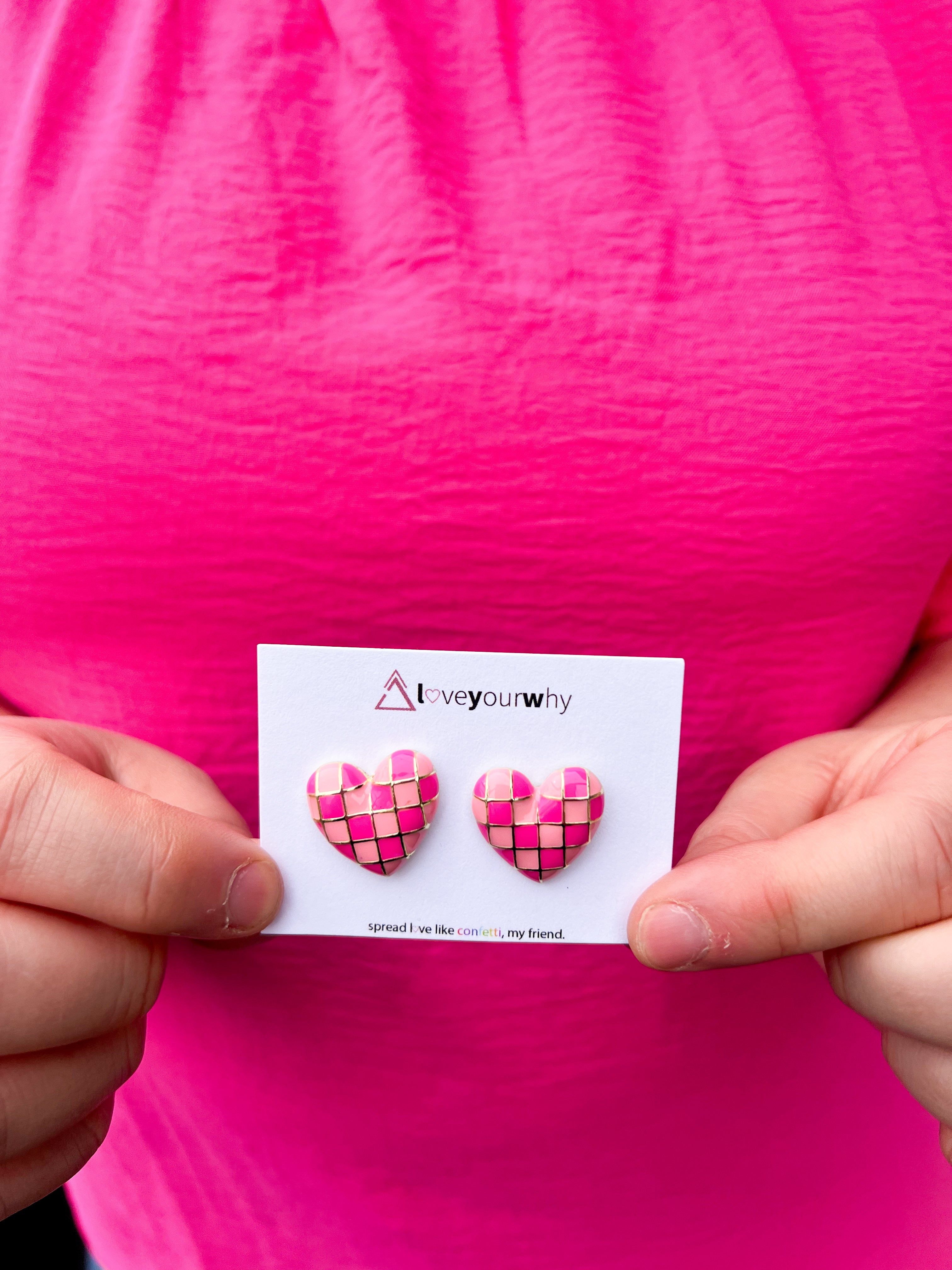 Checkered Heart Earrings - 2 Colors!