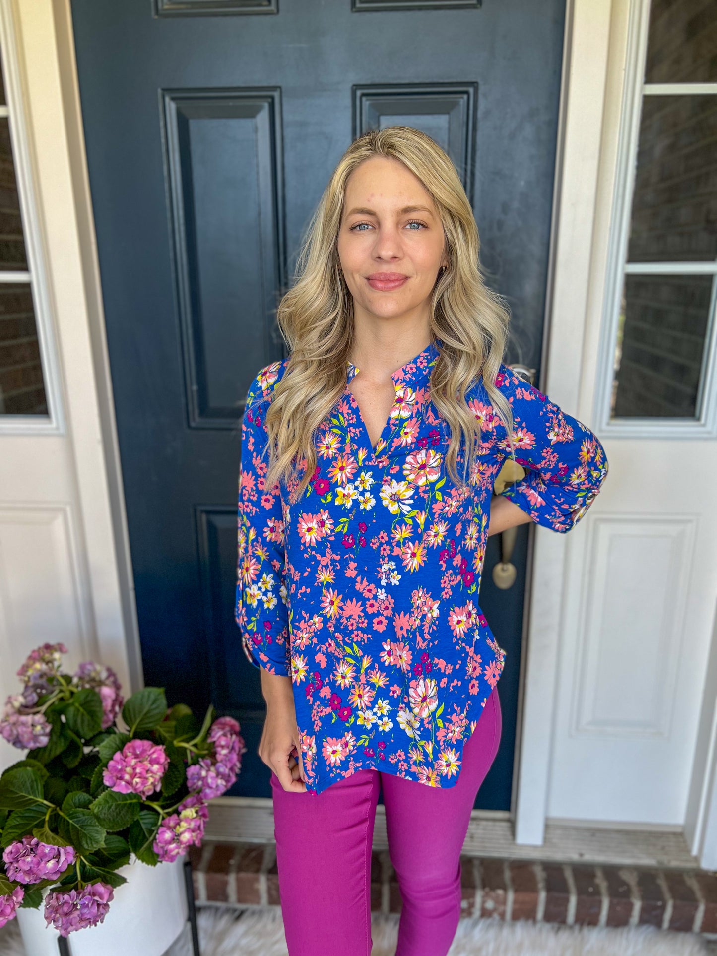 Lizzy Royal Blue Floral Blouse