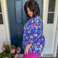 New! Lizzy Royal Blue Floral Blouse