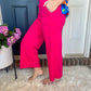 New! Lucy Wide Leg Stretchy Crop Pants - Hot Pink