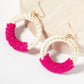 New! Beaded Circle Earrings - Hot Pink