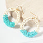 New! Beaded Circle Earrings - Turquoise