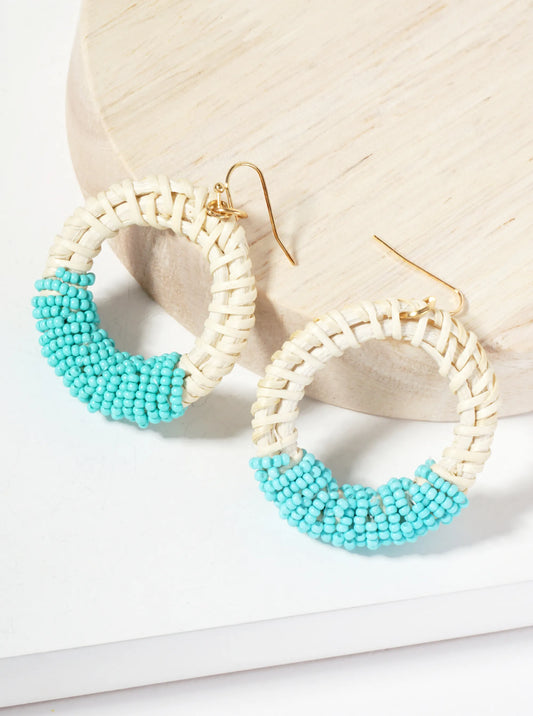 New! Beaded Circle Earrings - Turquoise