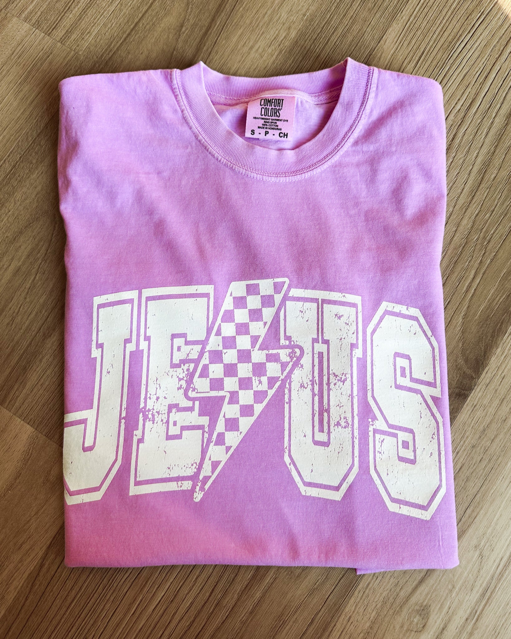 PREORDER Jesus Checked Lighting Bolt Tee - 4 Colors!