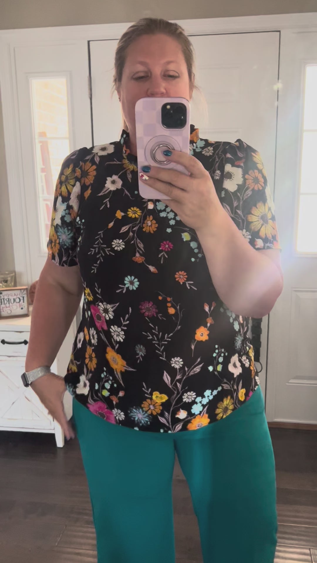 Load video: Serena Flutter Sleeve Blouse - Black Floral