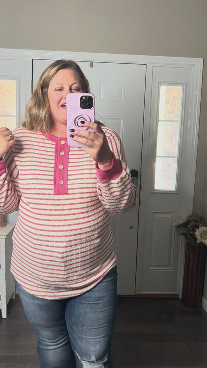 Emily Stripe Top - Rose
