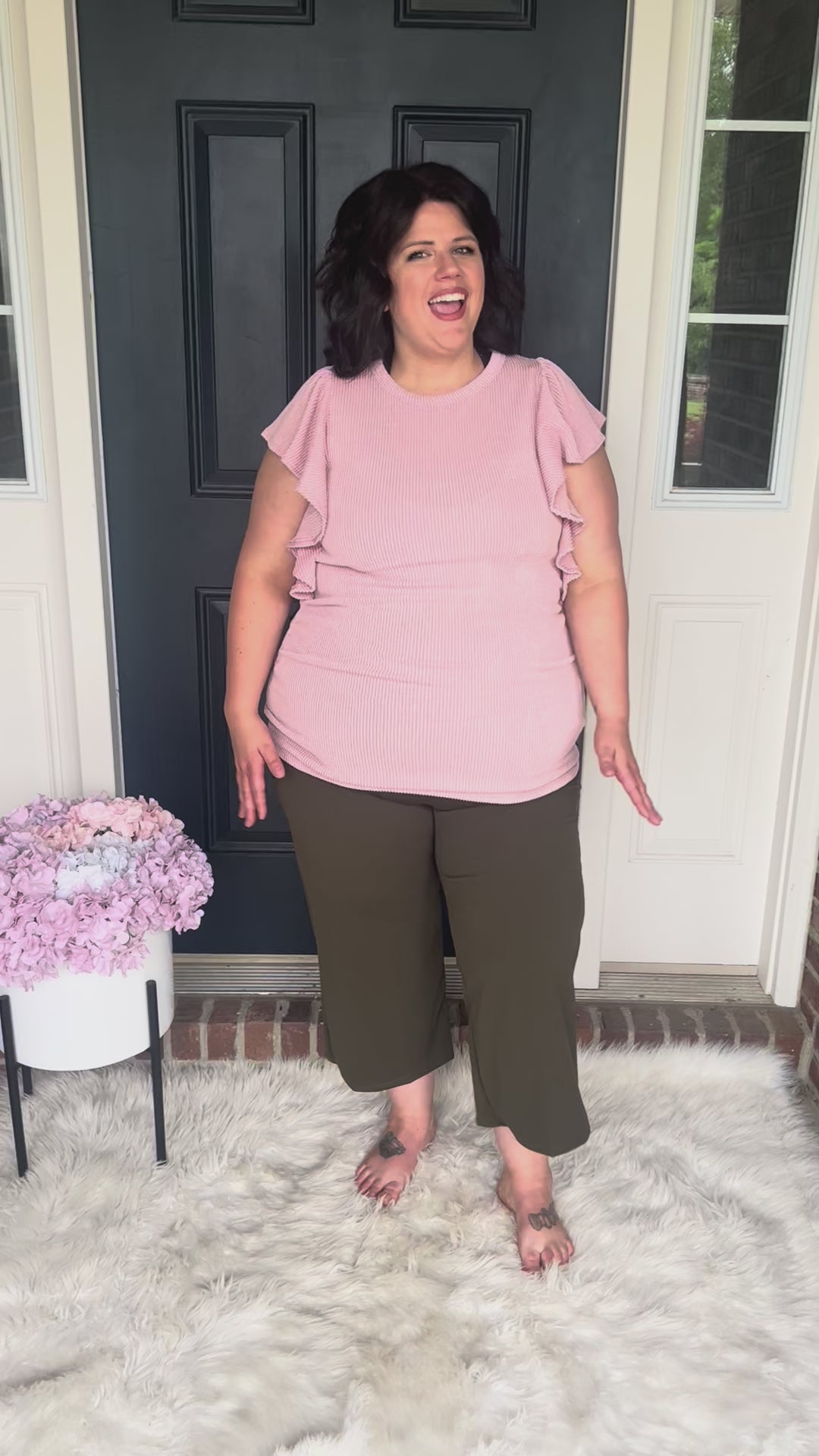 Lucy Wide Leg Stretchy Crop Pants - Olive