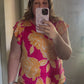 Pink and Yellow Floral Ruffle Sleeve Top
