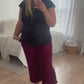 New! Lucy Wide Leg Stretchy Crop Pants - Burgundy