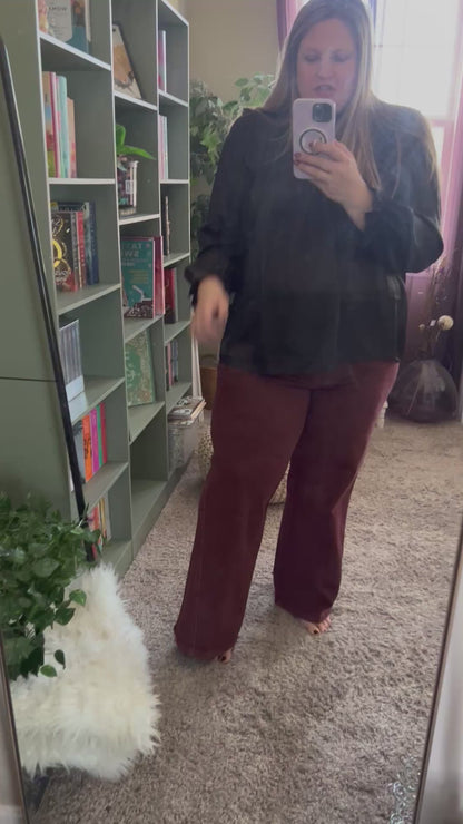 Judy Blue High - Waist Burgundy Retro Wide Jeans