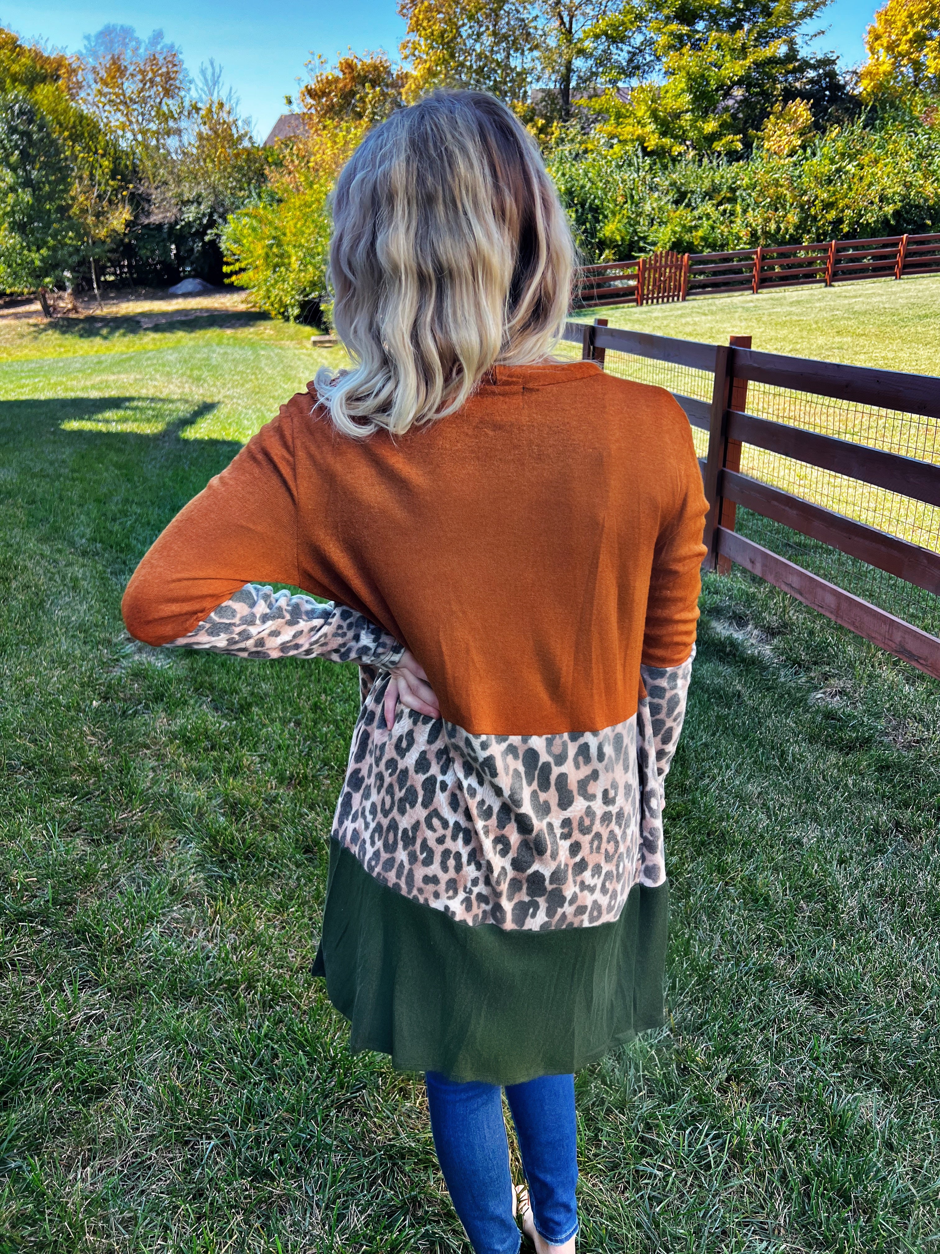 Leopard color clearance block cardigan