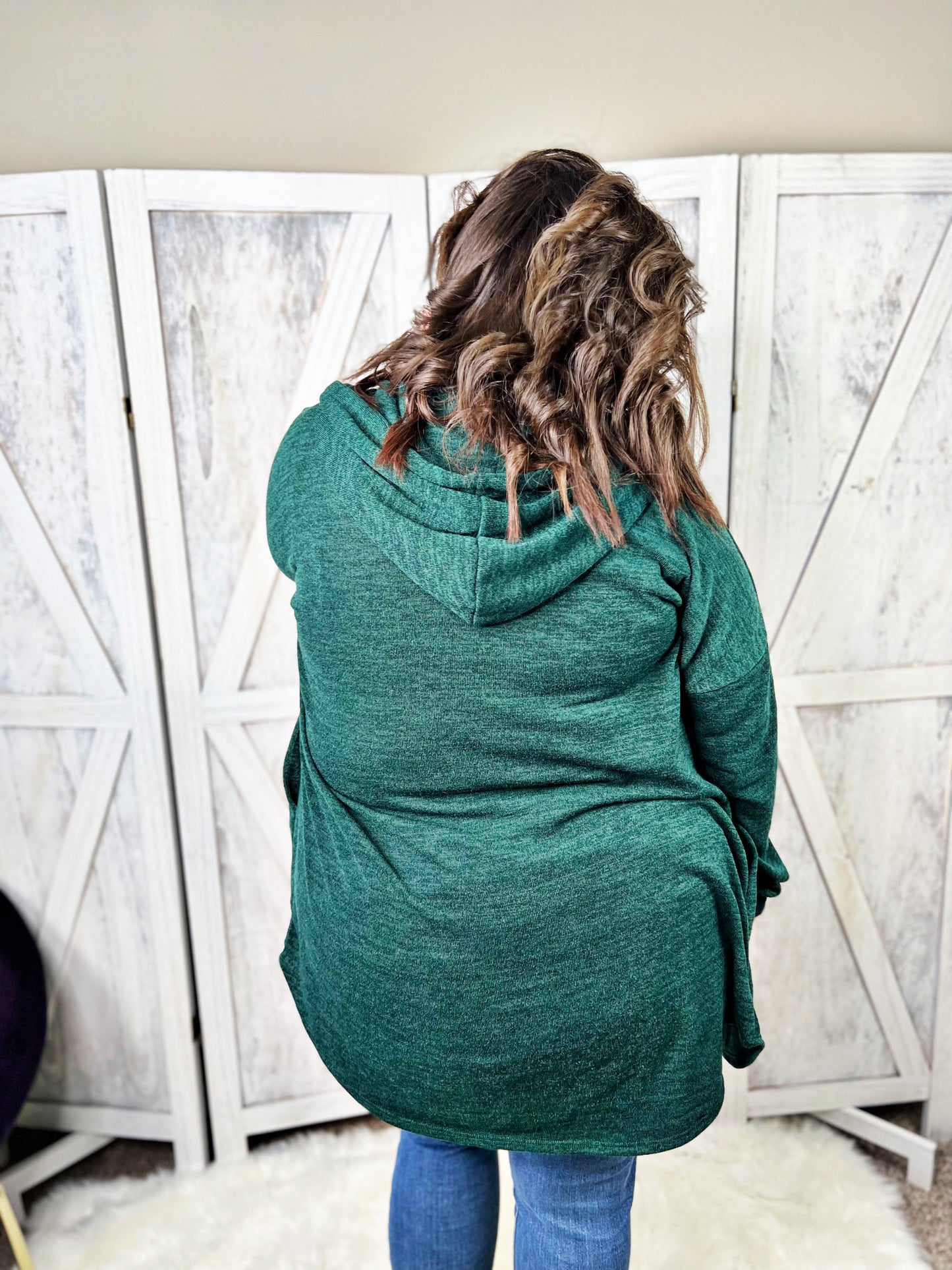 Emerald Hooded Cardigan with Pockets