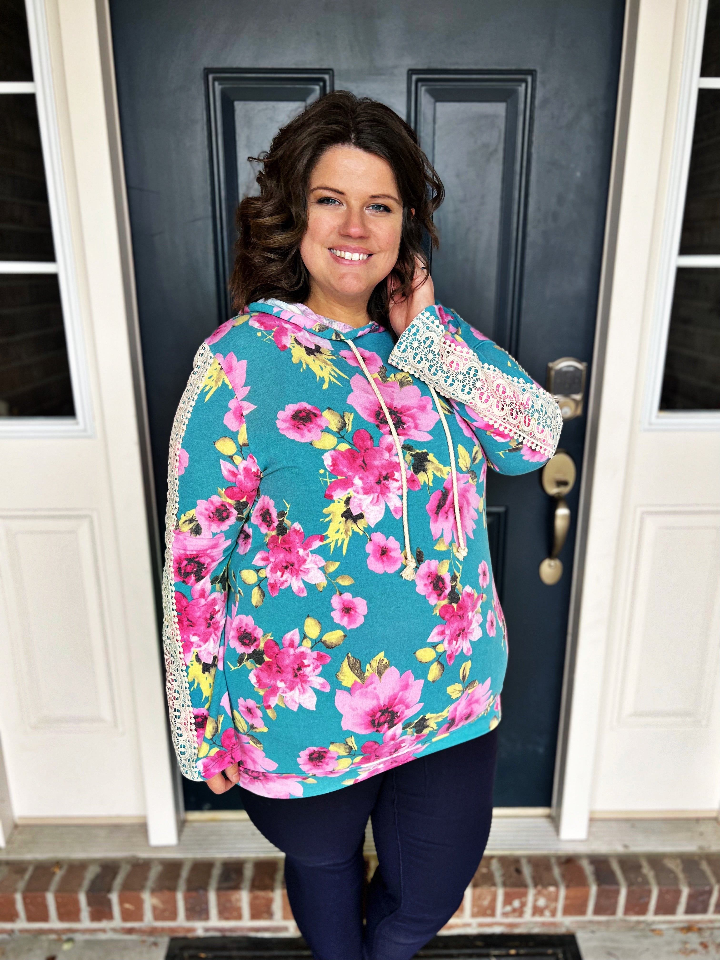 Plus size floral sales hoodie