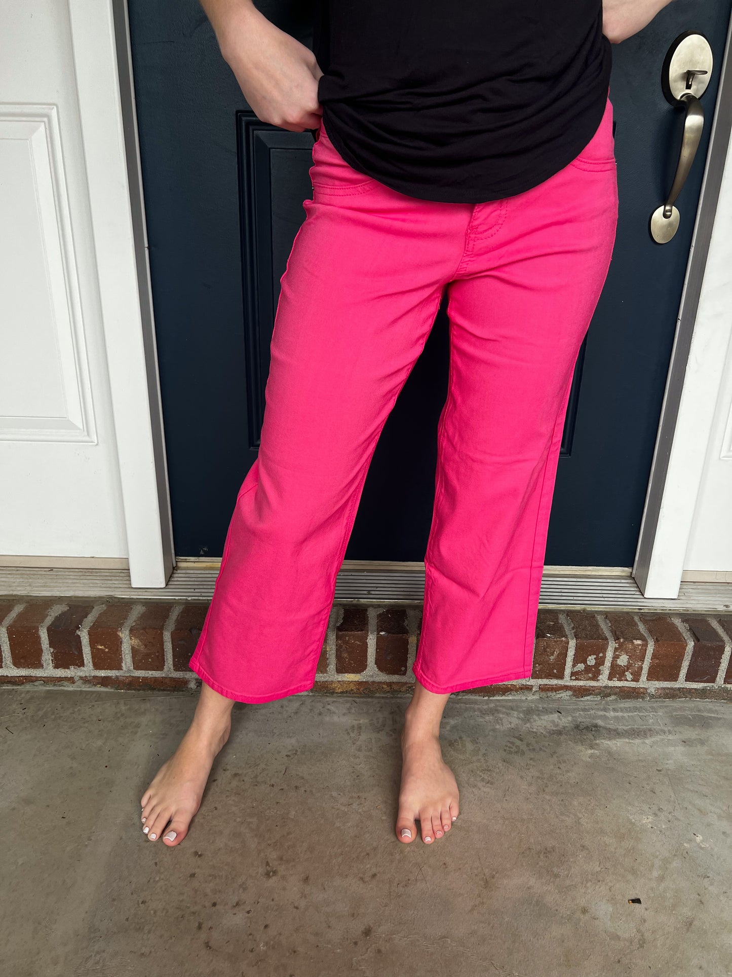 Hyperstretch Wide Leg Cropped Pants - Pink