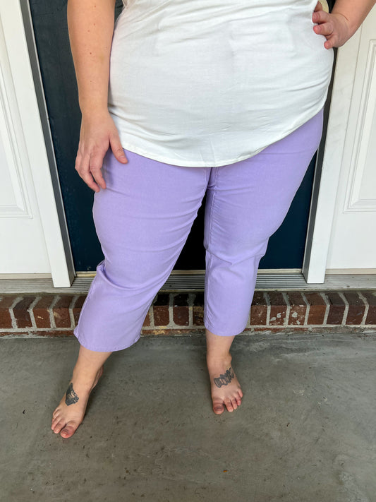 Hyperstretch Wide Leg Cropped Pants - Lavender