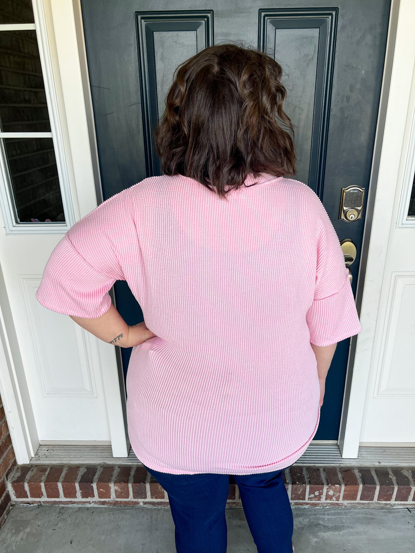 Light Pink V-Neck Top