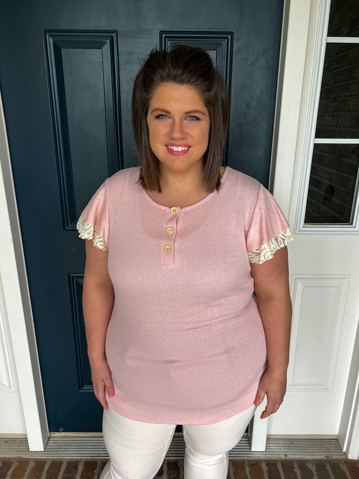 Aria Pink and Lace Sleeve Top
