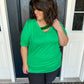 Green with Sequin Accent Short Sleeve Top